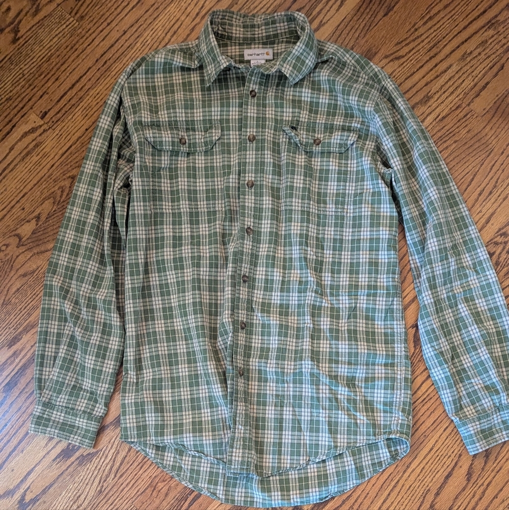 Carhartt Green Plaid Button-Down Shirt